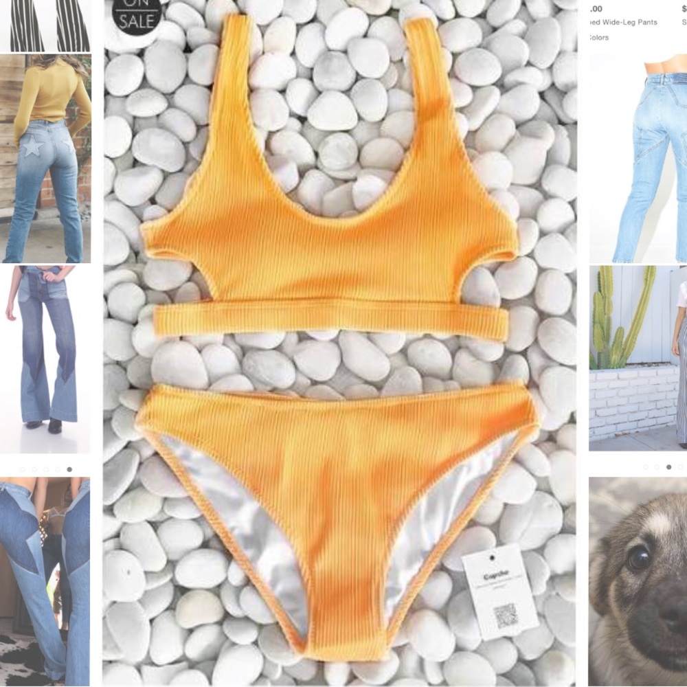 Yellow ribbed bikini set M